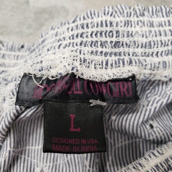 Rock & Roll Cowgirl Top Womens Large Blue Off Shoulder Long Sleeve - Picture 4 of 9